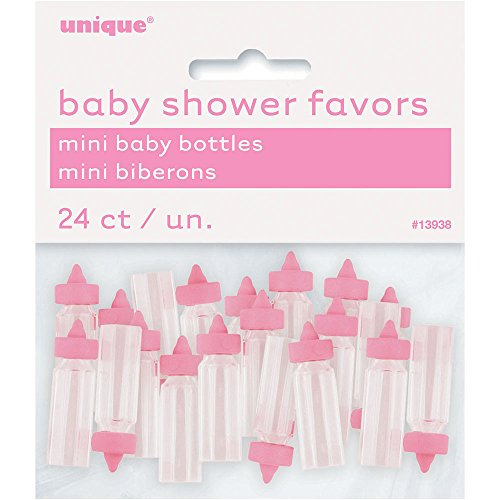 Mini Baby Plastic Bottles – 1″, Pink, 24 Pcs