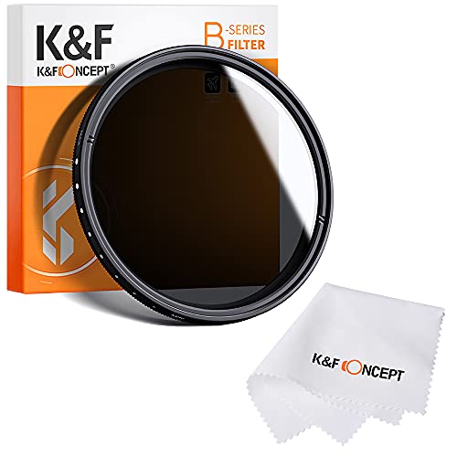 K&F Concept 43mm Slim Fader Variable ND2-ND400 Neutral Density Adjustable ND ND2 ND4 ND8 ND16 to ND400 Lens Filter Kit + Microfiber Cleaning Cloth for DSLR Cameras