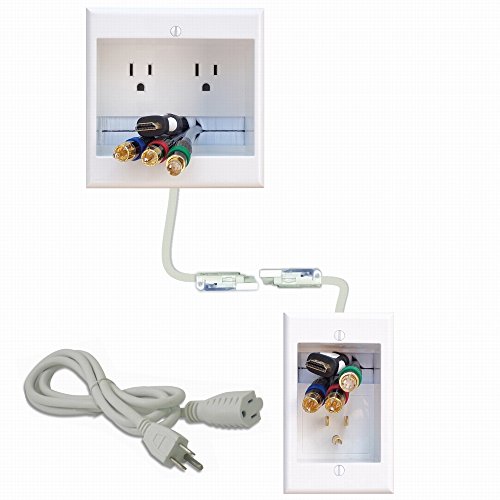 PowerBridge TWO-CK Dual Outlet Recessed In-Wall Cable Management System with PowerConnect for Wall-Mounted Flat Screen LED, LCD, and Plasma TV’s