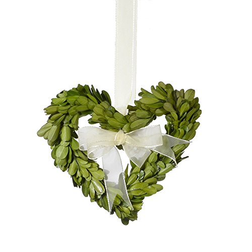 Napa Home & Garden 6-inch Heart Shaped Preserved Boxwood Wreath with Ribbon