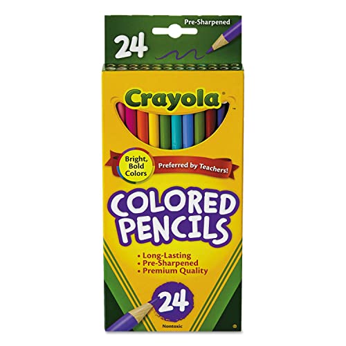 Crayola 684024 Long Barrel Colored Woodcase Pencils, 3.3 Mm, 24 Assorted Colors/Set