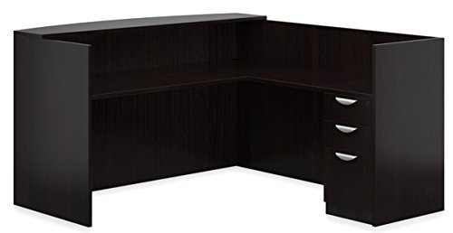 Offices to Go SL7130RDS L Shaped Reception Desk with Drawers American Espresso