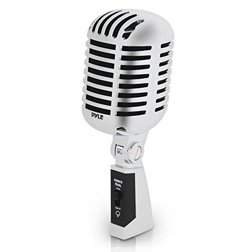Pyle Classic Retro Dynamic Vocal Microphone – Old Vintage Style Unidirectional Cardioid Mic with XLR Cable – Universal Stand Compatible – Live Performance In Studio Recording – PDMICR42SL (Silver)