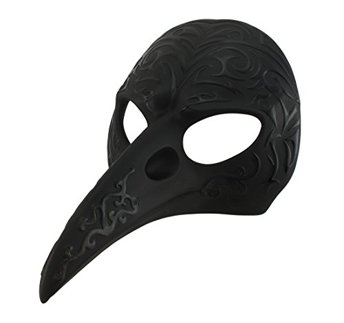 Zeckos Black Patterned Crow Beak Carnival Mask Wall Hanging