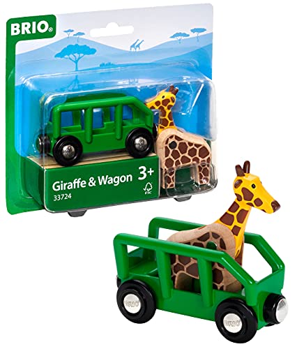 BRIO World – 33724 Giraffe and Wagon | 2 Piece Toy Train Accessory for Kids Ages 3 and Up , Green