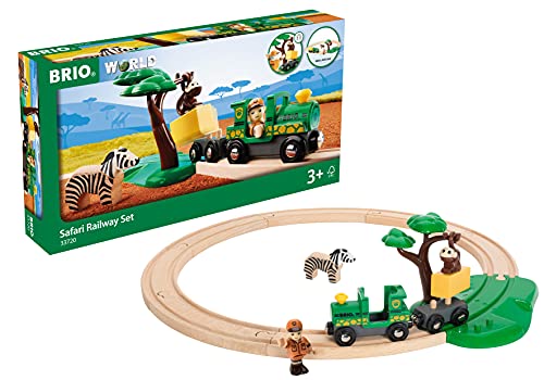 BRIO World – 33720 Safari Railway Set | 17 Piece Train Toy with Accessories and Wooden Tracks for Kids Ages 3 and Up