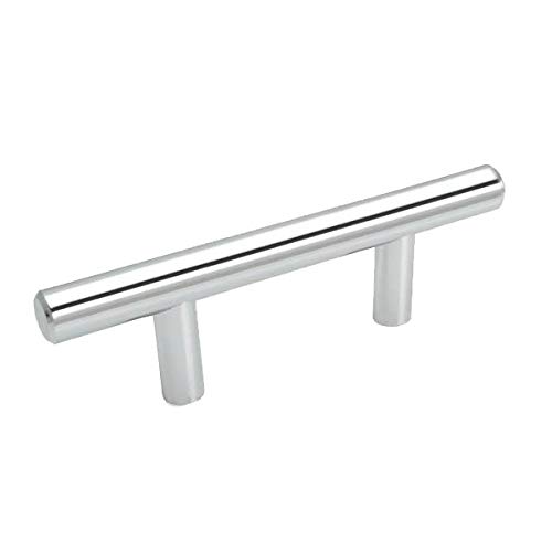 Cosmas 10 Pack 305-2.5CH Polished Chrome Cabinet Hardware Euro Style Bar Handle Pull – 2-1/2″ Hole Centers, 4-7/8″ Overall Length