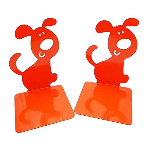 Artkingdome 1Pair Cute Bookend Cartoon Puppy Dog Books Nonskid End Rack Stand Decorative Bookends Orange Gift