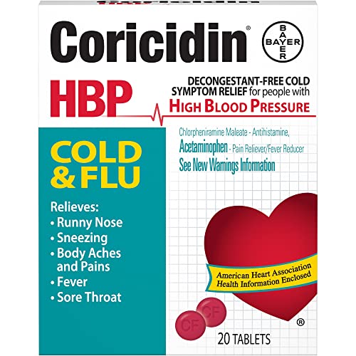 Coricidin HBP Cold & Flu Tablets, 20 ea (Pack of 3)