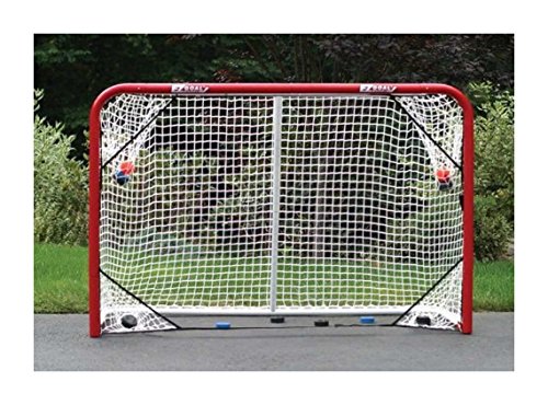 EZGoal 67109 Monster Steel Tube Heavy-Duty Official Regulation Folding Metal Hockey Goal Net, 6 x 4 – Feet, Red