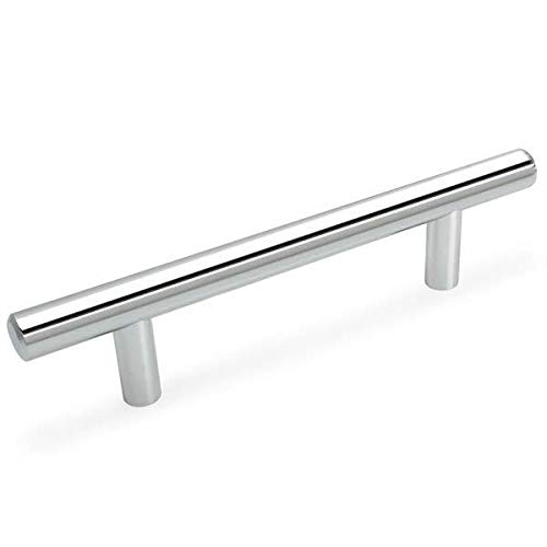 Cosmas 10 Pack 305-96CH Polished Chrome Cabinet Hardware Euro Style Bar Handle Pull, 3-3/4″ (96mm) Hole Centers, 6-1/8″ Overall Length