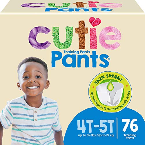 Cutie Boys 4T/5T Refastenable Potty Training Pants, Hypoallergenic with Skin Smart, 76 Count White
