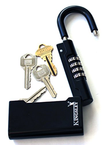 Kingsley Guard-a-Key Black Realtor’s Lockbox Portable Resettable Hanging Key Safe Combination Lock Box for House Keys, Realtors, Vacation Rentals, Black (1 Pack)