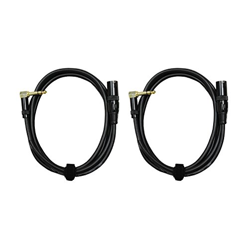 Audio 2000s E14112P2 1/4″ TRS Right Angle to XLR Male 12 Ft Audio Cable (2 Pack)