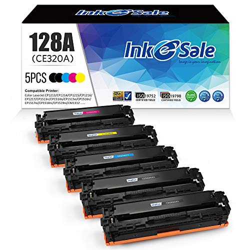 INK E-SALE 5-Pack Remanufactured Toner Cartridge Replacement for HP 128A CE320A CE321A CE322A CE323A Canon 116 Toner Ink Set for HP LaserJet CP1525n CP1525nw CM1415fn CM1415fnw MF8080Cw Printer