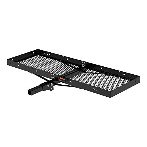 CURT 18109 60 x 20-Inch Tray Hitch Cargo Carrier, 500 lbs Capacity, Black Steel, 2-in Folding Shank