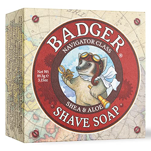 Badger – Shaving Soap Puck, Aloe Vera & Coconut Oil with Bergamot Essential Oil, Natural Shave Soap Puck, Mens Shaving Soap Bar, Shaving Cream Puck, 3.15 oz Bar