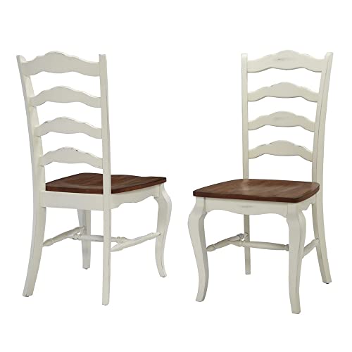 Home Styles French Countryside Oak/White Pair of Chairs with Distressed Oak and Rubbed White Finish 16.5D x 17.75W x 18H in