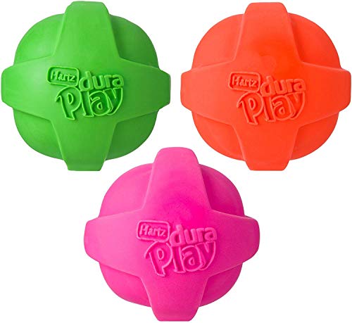 Hartz Dura Play Ball for Medium to Large Dogs (Colors May Vary) (3 Dura Play Balls)…