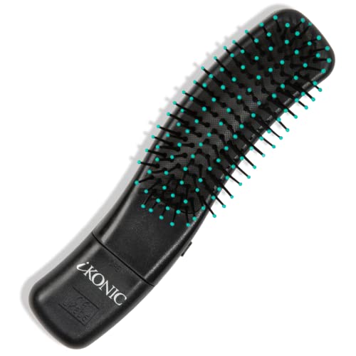 IKONIC 3-in-1 Vibrating Hair Growth Brush Scalp Massager Hair Regrowth & Detangling Brush – 2 Speeds Aid Headaches, Neck/Back Pain, Hair Loss Solution, Stimulate Circulation, Stress Relief (Black)