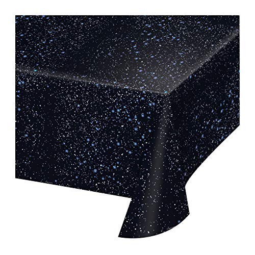 Creative Converting 725533 Space Blast All Over Print Plastic Tablecover, 54 by 108″, Black