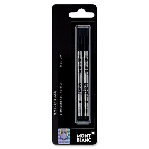 Mont Blanc Rollerball Pen Refill, Med Point, 2/Pack, Black (MNB107877)