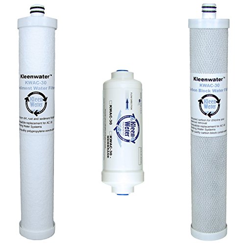 KleenWater Brand Reverse Osmosis Drinking Water System Replacement, Culligan AC-30 Compatible Filters, Cartridges, 3 Filter Set