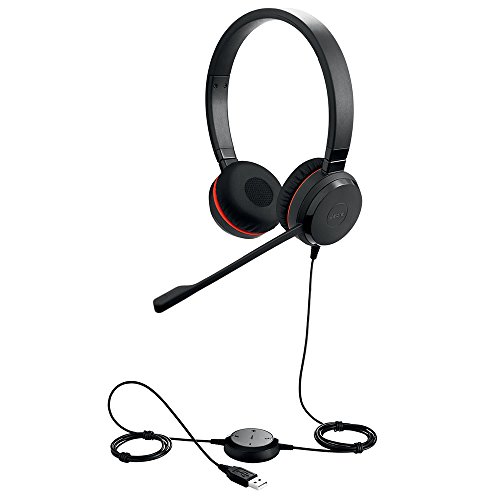 Jabra Evolve 30 II Wired Headset, Stereo, MS-Optimized – Telephone Headset with Superior Sound for Calls and Music – 3.5mm Jack/USB Connection – Pro Headset with All-Day Comfort