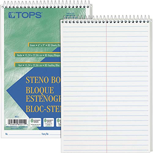 TOPS Products Steno Book, Gregg Rule, 80 Sheets/PD, 6″x9″, White TOP8020 -(Pack of 12)