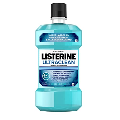 Listerine Ultraclean Oral Care Antiseptic Mouthwash, Everfresh Technology to Help Fight Bad Breath, Gingivitis, Plaque & Tartar, ADA-Accepted Tartar Control Oral Rinse, Cool Mint, 1.5 L