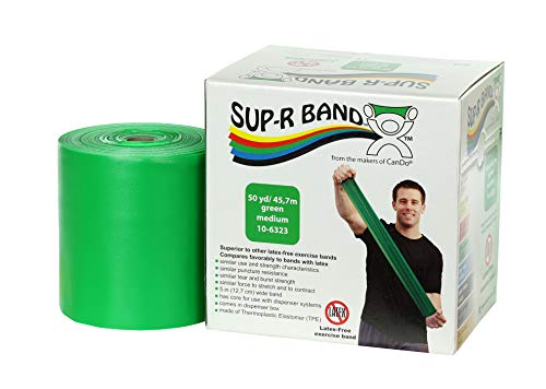 Cando – 1615742 CanDo 10-6323 Sup-R Latex Free Exercise Band, 50 yd Roll, Green-Medium