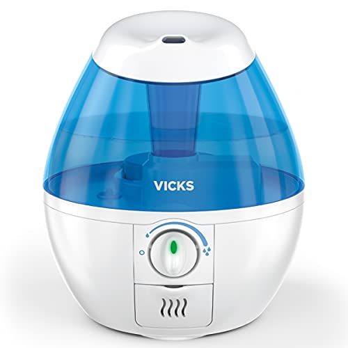 Vicks Mini Filter-Free Cool Mist Humidifier, Small Room, .5 Gallon Tank, Blue – Visible Mist Small Humidifier for Bedrooms, Baby Nurseries and More, Works with Vicks VapoPads