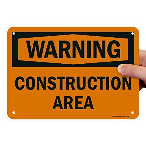 SmartSign “Warning – Construction Area” Sign | 7″ x 10″ Plastic