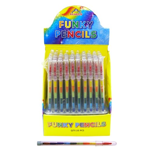 Henbrandt 50 X Colour Change Funky Pencils Stackers Pop A Crayons Wholesale Box