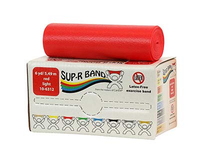 CanDo Sup-R Latex Free Exercise Band, 6 yd Roll, Red, Light