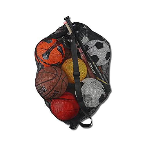 Soccer Ball Bag – Sports Equipment Bag, Mesh Laundry Bag, Beach Bag or Snorkel Gear Bag with Shoulder Strap – Extra Large 30 Inches X 40 Inches Commercial Grade Mesh – Perfect for Equipment Storage, Soccer Balls, Scuba Gear, Beach Toys, Basketball Bag and