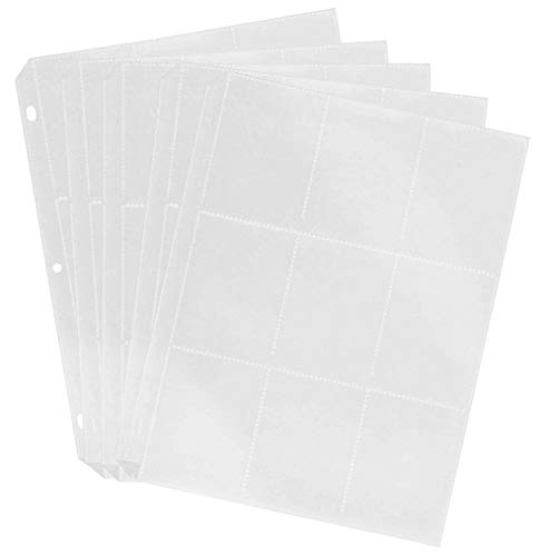 Trading Card Protector Sheets 9 Pocket X 50 Plastic Pages Holds 450 Cards – 3 Ring Binder