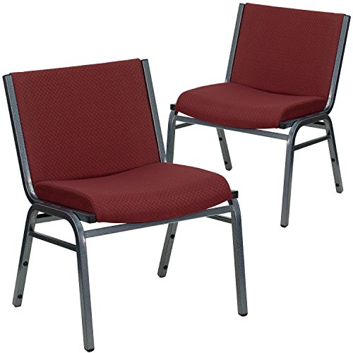 Flash Furniture 2 Pack HERCULES Series Big & Tall 1000 lb. Rated Burgundy Fabric Stack Chair