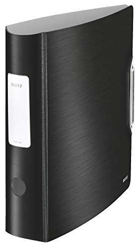 Leitz 11080094 Multifunction Folder (A4, Round Back (8, 2 cm Wide) Elastic Band Closure, Plastic, Active Style) Satin Black