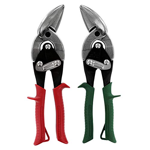 MIDWEST Aviation Snip Set – Left and Right Cut Offset Tin Cutting Shears with Forged Blade & KUSH’N-POWER Comfort Grips – MWT-6510C