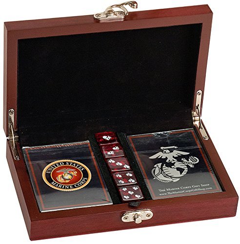USMC Playing Cards with Marine Corps Dice Gift Set – Great Gift for Marines