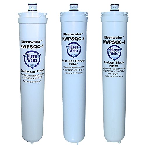 KleenWater Replacement Filter Cartridges for SQC4 Reverse Osmosis System, Compatible with 3 M 3MRO401 and Water Factory 47-55702G2, 47-55704G2, 47-55710G2, 3 Pack, Made in USA