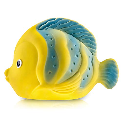 CaaOcho Pure Natural Rubber Baby Bath Toy – La The Butterfly Fish – Without Holes, BPA, PVC, Phthalates Free, Textured for Sensory Play, Sealed Bath Rubber Toy, Hole Free Bathtub Toy for Babies
