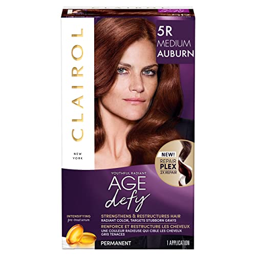 Clairol Age Defy Permanent Hair Dye, 5R Medium Auburn Hair Color, Pack of 1