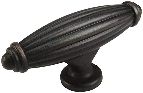 Cosmas 10 Pack 7121ORB Oil Rubbed Bronze Country Style Cabinet Hardware Ribbed Knob – 2-9/16″ Inch Long x 11/16″ Wide
