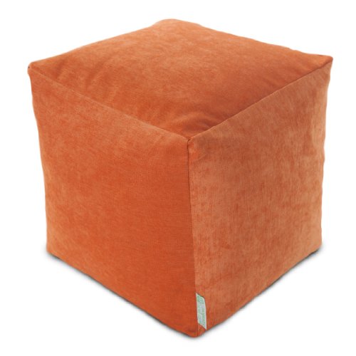 Majestic Home Goods Orange Villa Indoor Bean Bag Ottoman Pouf Cube 17″ L x 17″ W x 17″ H