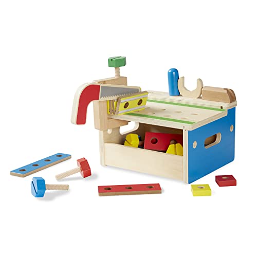 Melissa & Doug Hammer and Saw Tool Bench – Wooden Building Set (32 pcs)