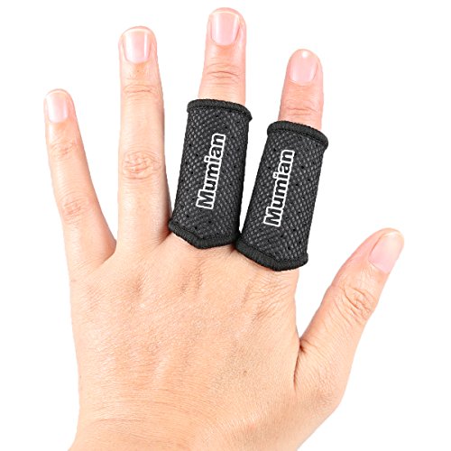 Sports Elastic Finger Sleeves Support Thumb Brace Protector Breathable Elastic Finger Tape for Basketball, Tennis,Baseball, Cycling, Volleyball, Badminton, Boating A71 BK-M
