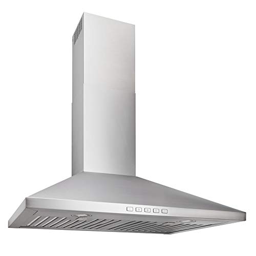 Broan-NuTone BWP2306SS Convertible Wall-Mount LED Lights Pyramidal Chimney Range Hood, 630 MAX Blower CFM, 30-Inch, Stainless Steel