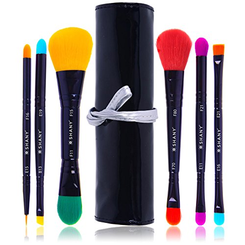 SHANY LUNA 6 PC Double Sided Travel Brush Set with Pouch – Synthetic
